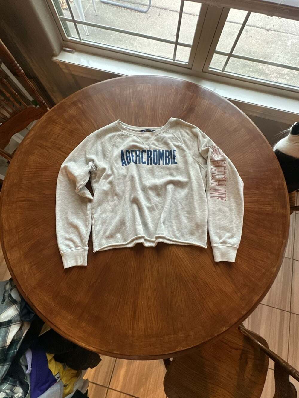 Abercrombie & Fitch Logo Crop Sweatshirt Gray Size L